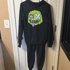 Kids Black Monster Graphic Matching Set